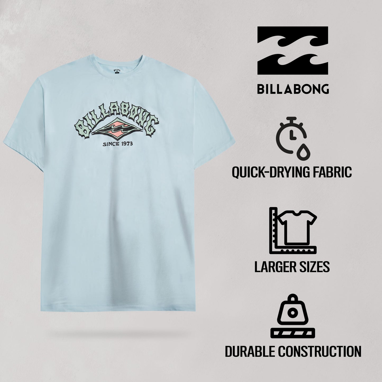 Billabong Big and Tall Short Sleeve Rash Guard for Men