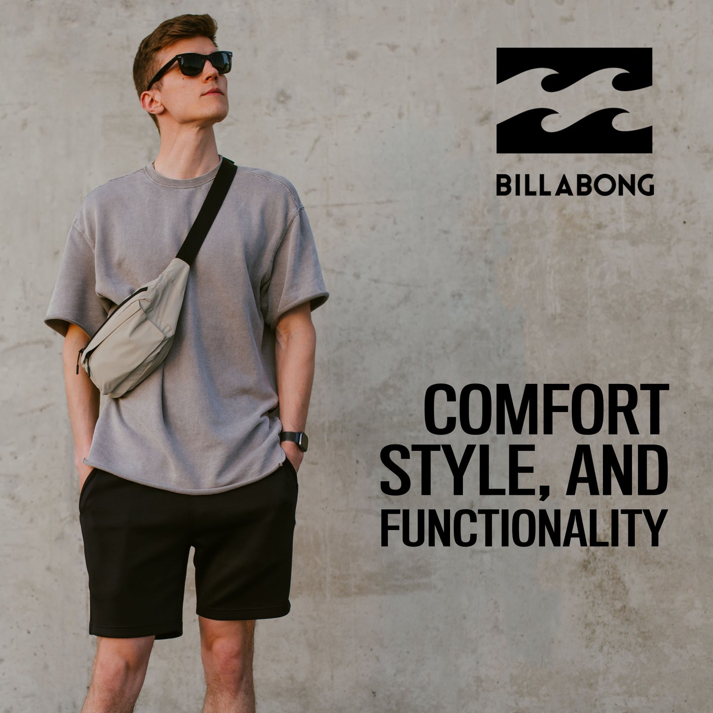 Billabong Big and Tall Twill Drawstring Casual Shorts for Men